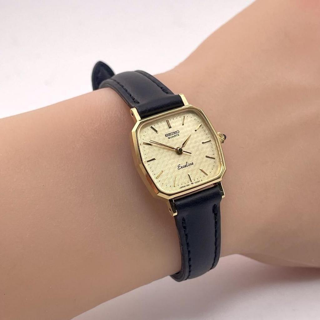 [USED] Battery/Band/Operating Seiko Exceline Guilloche Gold Watch
