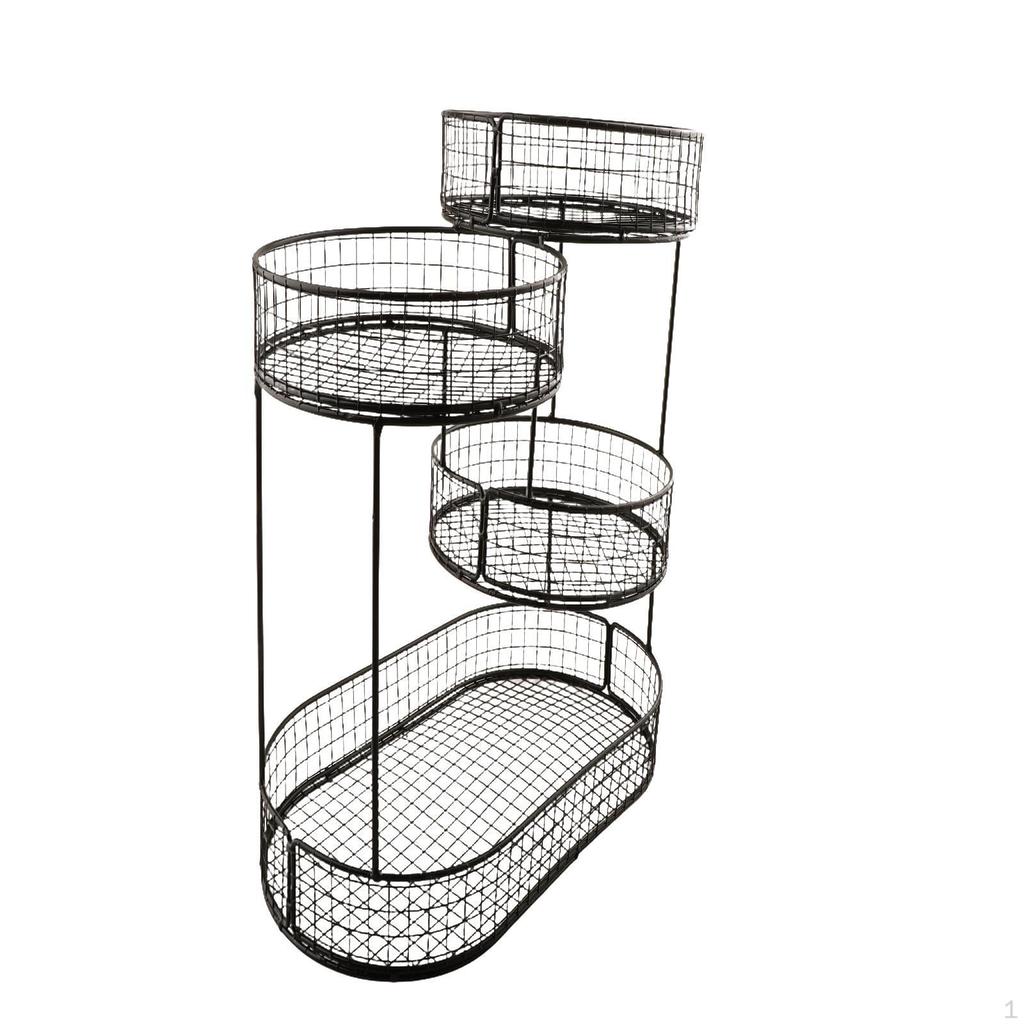 4 Layer Fruit Basket Kitchen Countertop Rack Multiuse Holder Metal Mesh Fruits Stand for Bread