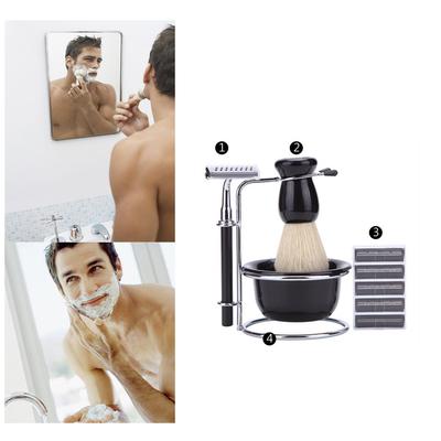 Ensemble de blaireaux de rasage, support de rasage en acier inoxydable et Kit de gobelets à savon, parfaits pour les hommes