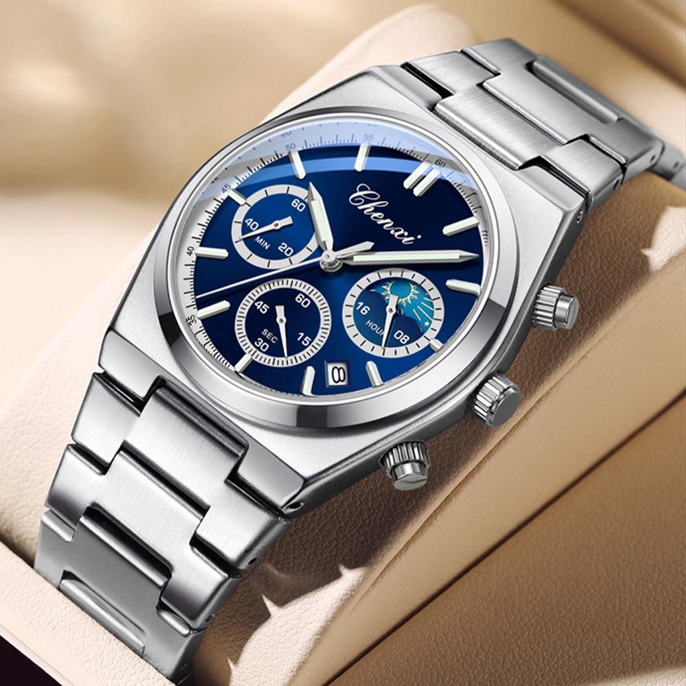 Luxury Watches for Man Quartz Business Men Watch Waterproof Luminous Stainless Steel Chronograph Men Clock