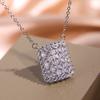 Full Paved Baguette and Round Mixed Stone Rectangle Pendant Women Cable Chain Clavicle Necklace