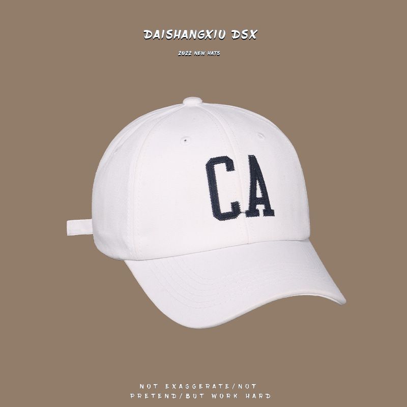 

Hat Women s Spring Summer Trendy Easiest for Match Sun-Proof Peaked Cap Embroider Letter CA Face-Looking Couple Baseball Cap Ins C1013CA Embroider baseball cap PY White Adjustable