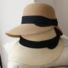 Women's Summer Sun Protection Bowknot Japanese Style Fisherman Hat Korean Version Versatile Foldable Straw Hat for Beach and Seaside