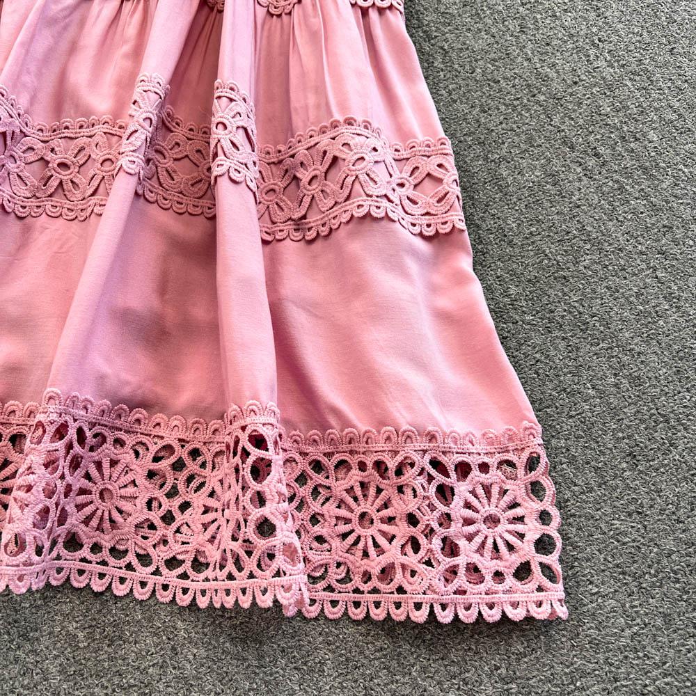 Lace Panel Long Sve Irt And High Waist Flared Skirt Set Women's Faion Ensemble Hollow Out Design Slimming Women Suit 2 Pieces Set