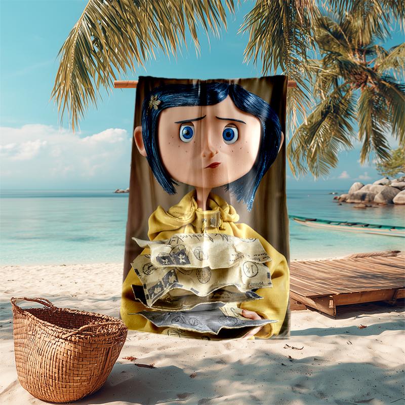 Coraline Beach Towel Outdoor Camping Beach Towel for Vacation Swim Outdoor Pool Absorbent Bath Towel