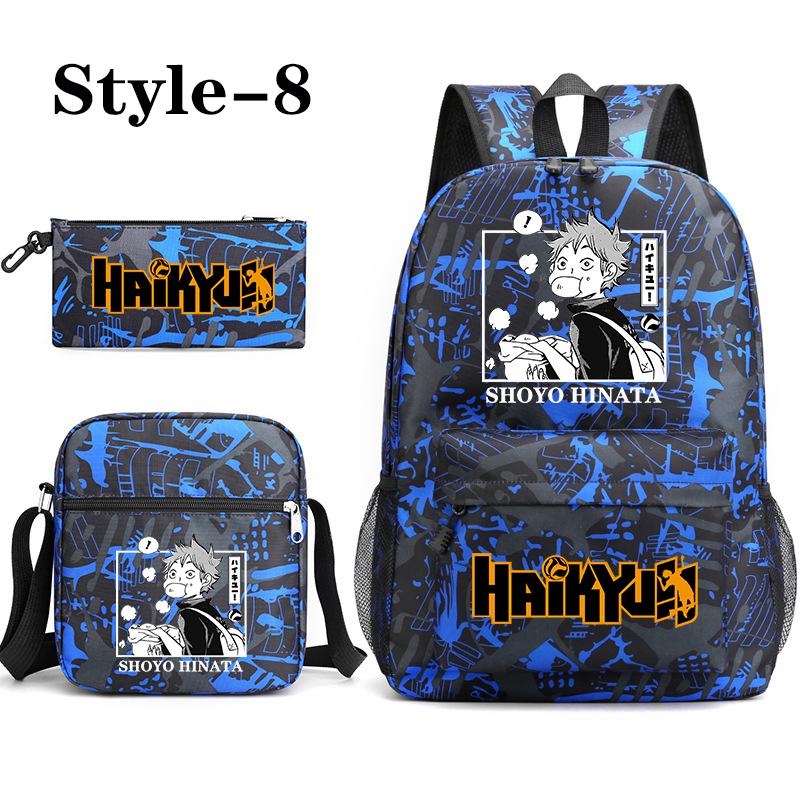 Funny Shoyo Hinata Harajuku Backpack New Anime Pattern 3 Piece Backpack School Large Capacity Zipper Schoolbag Anime Backpacks