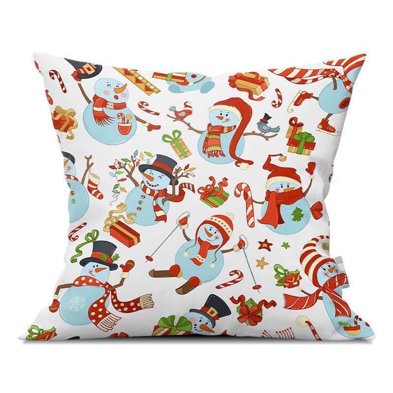 Merry Christmas Pillowcase Cartoon Printing Office Sofa Lumbar Pillow Cover for Home