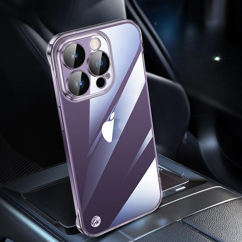 Simple Electroplating with Lens Film, Suitable for Apple 14ProMax Phone Case, Transparent IPhone13 Anti-drop Protective Case