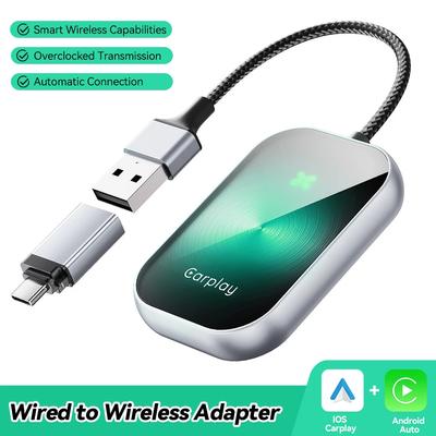 Adaptador sem fio CarPlay 2 em 1 Smart CarPlay Box para Apple IOS Android Car Play Display Plug&Play Bluetooth WiFi Connect Auto