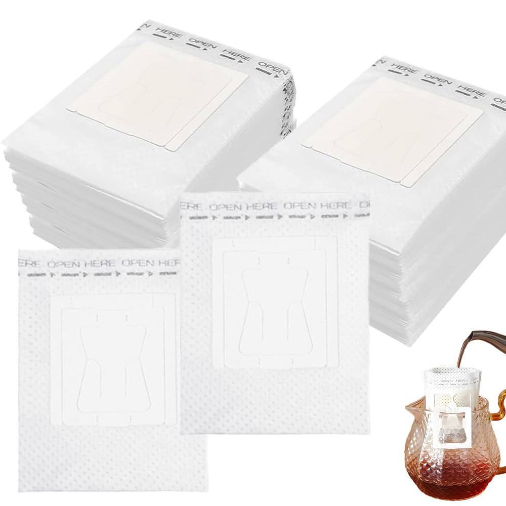 YJRUNFU Coffee Paper Drip Filter Bags 200-Pack Single Hanging Ear Portable Pour Over 9 x 7.5 cm Disposable Food-Grade Non-Woven Bag