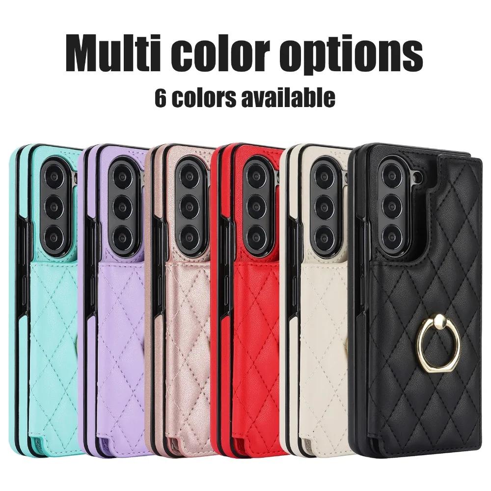 Luxus Leder Ring Wallet Kartenhalter Handyhülle für Samsung Galaxy Z Fold 7 6 5 4 mit Ständer Schutzhülle