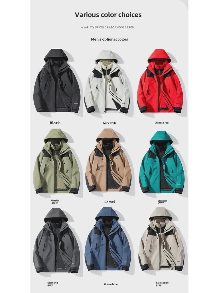 2024 Winter Winddichte 3-in-1-Outdoorjacke für Paare, Beitu Grau