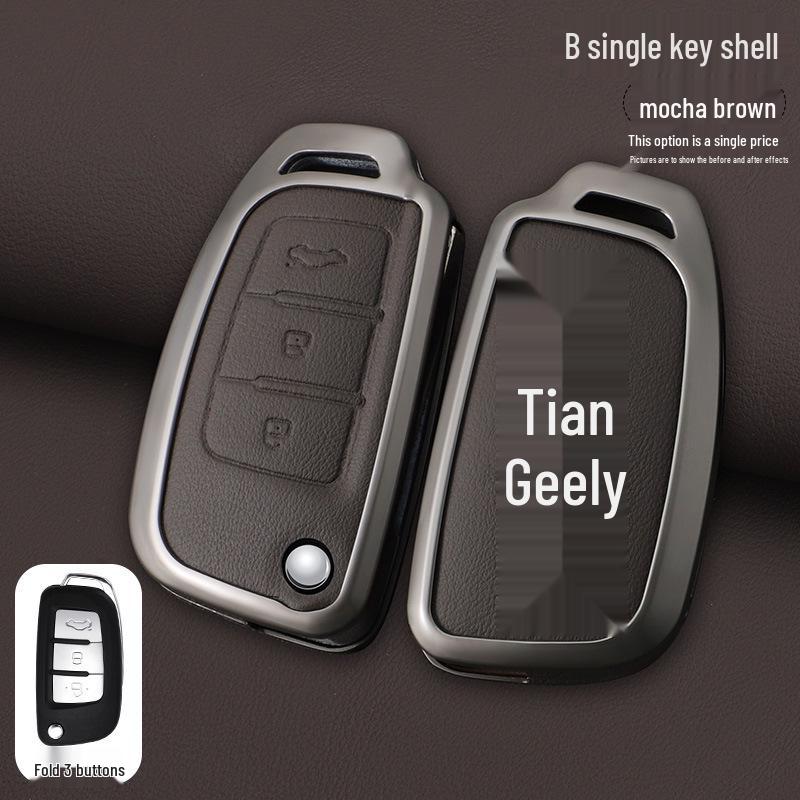 

Geely Car Key Cover for Vision X3/X1, King Kong, Panda S1 - Metal Shell with Buckle OPP Bag