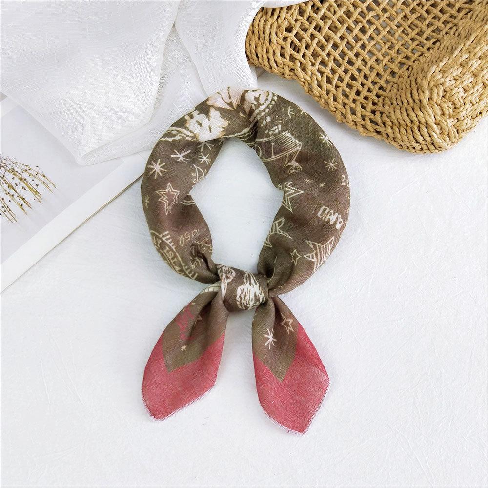 Eșarfă pătrată mică din bumbac și in Eșarfă din mătase Primăvară și toamnă pentru femei Stil nou artistic și versatilă la modă Esarfă cu bentiță cu temperament