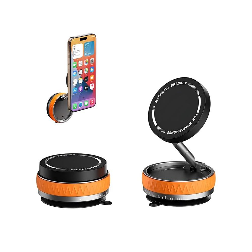 

Rotatable Car Suction Phone Mount Ultra Magnetic Car Phone Holder Car Truck Accessories for iPhone and Gym/Mirror/Smooth Surface MagSafe Case (Orange