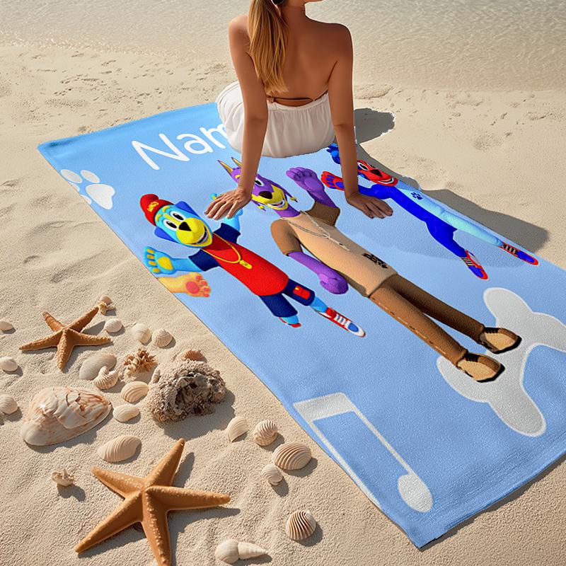 Custom Name Ultra-Soft Beach Towel with Doggyland Theme,Ideal for Pool - Camping, Diving - Perfect Travel Essential, Vibrant Beach Towel.