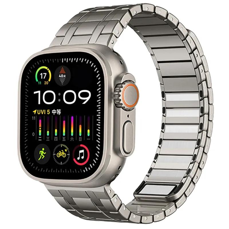Magnetic Stainless Steel Band for Apple Watch 46mm 49mm 45mm 44mm Men Metal Link Bracelet for iWatch Series 10 9 8 7 6 5 Se Ultra 1 2