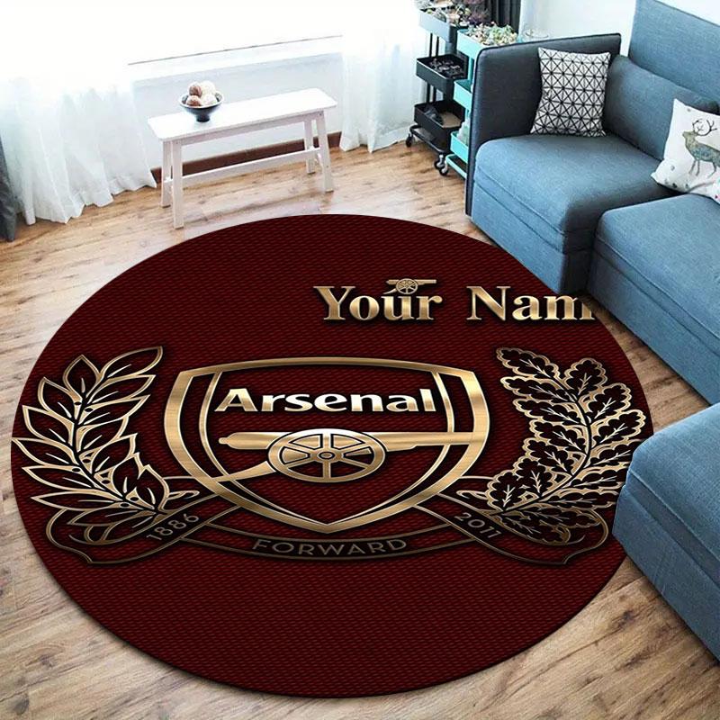 Arsenal F Custom Name Round Area Rug,Carpet Rug for Living Room Bedroom Sofa Playroom Decor,Non-slip Floor Mat