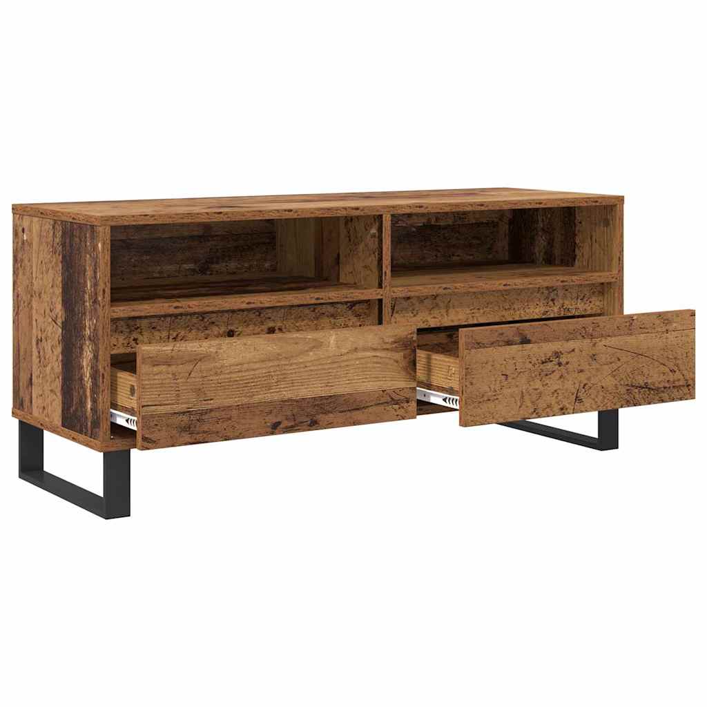 TV Stand Reclaimed Wood Look 100 x 34.5 x 44.5 cm Engineered Wood and Iron