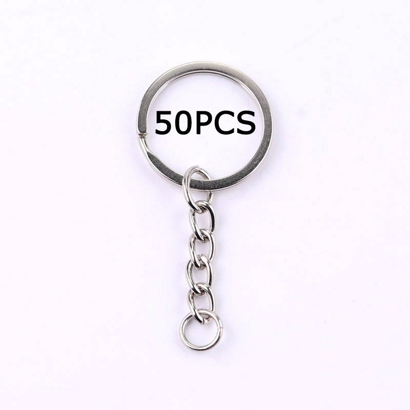 WTEMPO 100PCS Round Ring Stainless Steel Keychains Bags Keys Pendant Keychains Beads & Jewelry Making Keychains Set