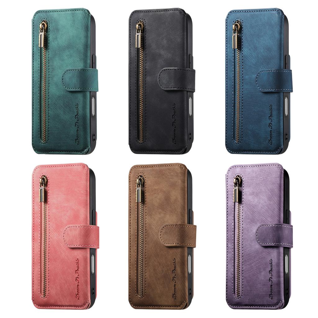 3-in-1 Luxury Leather Wallet Case for iPhone XS/11/12/13/14/15/16/17 w/ Stand, Shockproof, RFID, Multi-Slot & Zipper