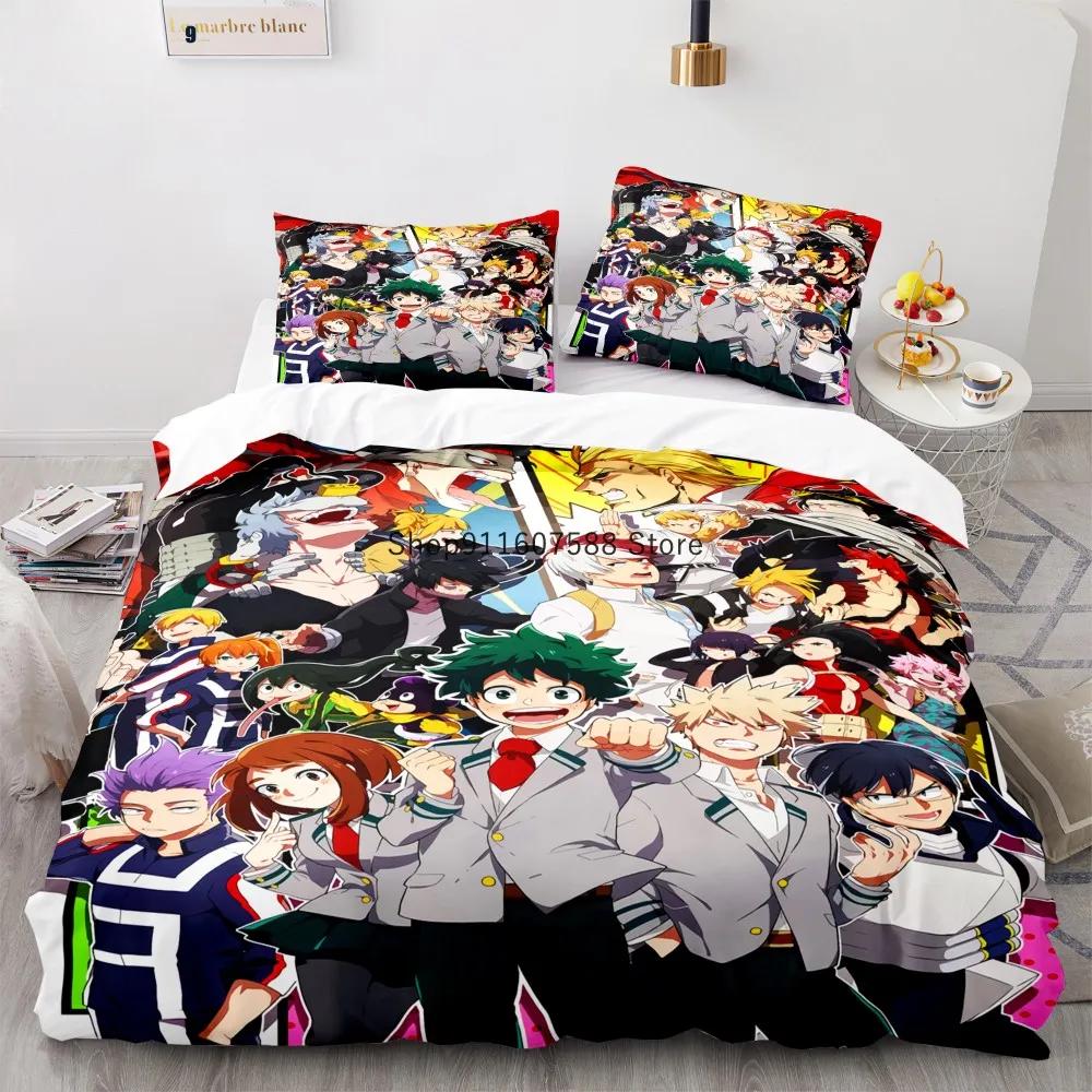 Nouvel Anime My Hero Academy Ensemble de Literie Personnages d'Anime Housse de Couette Ensemble de Literie 3D Couette Ensemble de Lit Queen King Size Enfants Garçons Textile de Maison EU Single135x200cm