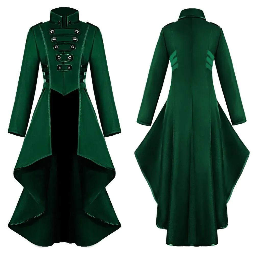 Women's Cos Costume Vintage Medieval Tailcoat Costume for Women with Irregular Hem and Retro Long Top for Halloween Cos