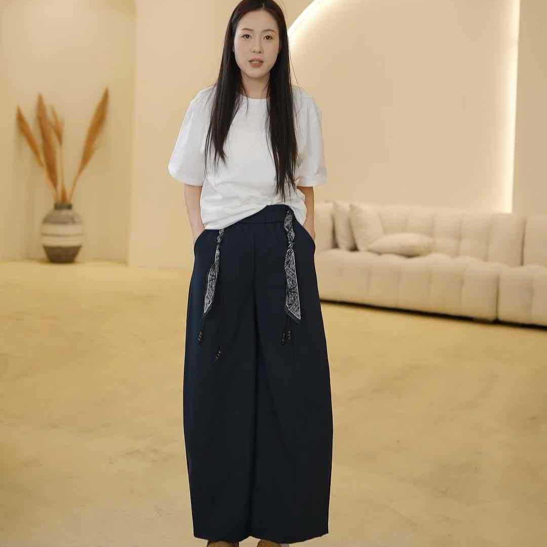 

K0310-138#5589P New Oversized Wrinkled Casual Pants K Medium
