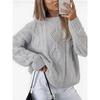 Twisted Cable Knit Crew Neck Loose Long Sleeve Sweater For Autumn Winter