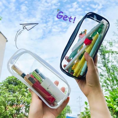 Estojos de Lápis Transparentes Portáteis com Zíper, Bolsa de Maquilhagem de Viagem para Mulheres - Bolsa de Higiene Pessoal Estojos Organizadores Transparentes de Plástico com Zíper, Estojo de Lápis para Crianças
