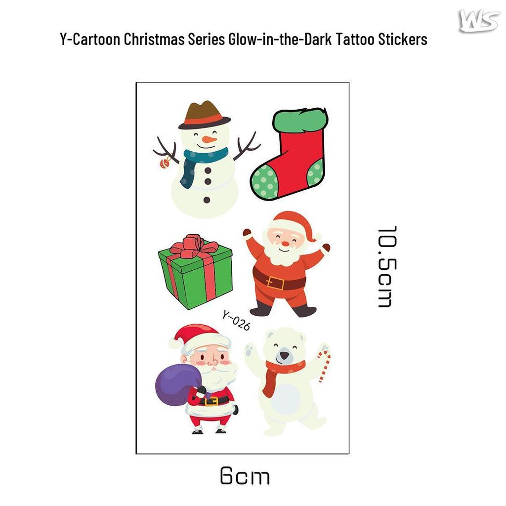 Creative Luminous Christmas & New Year Tattoo Stickers for Kids - Snowflake & Santa Designs