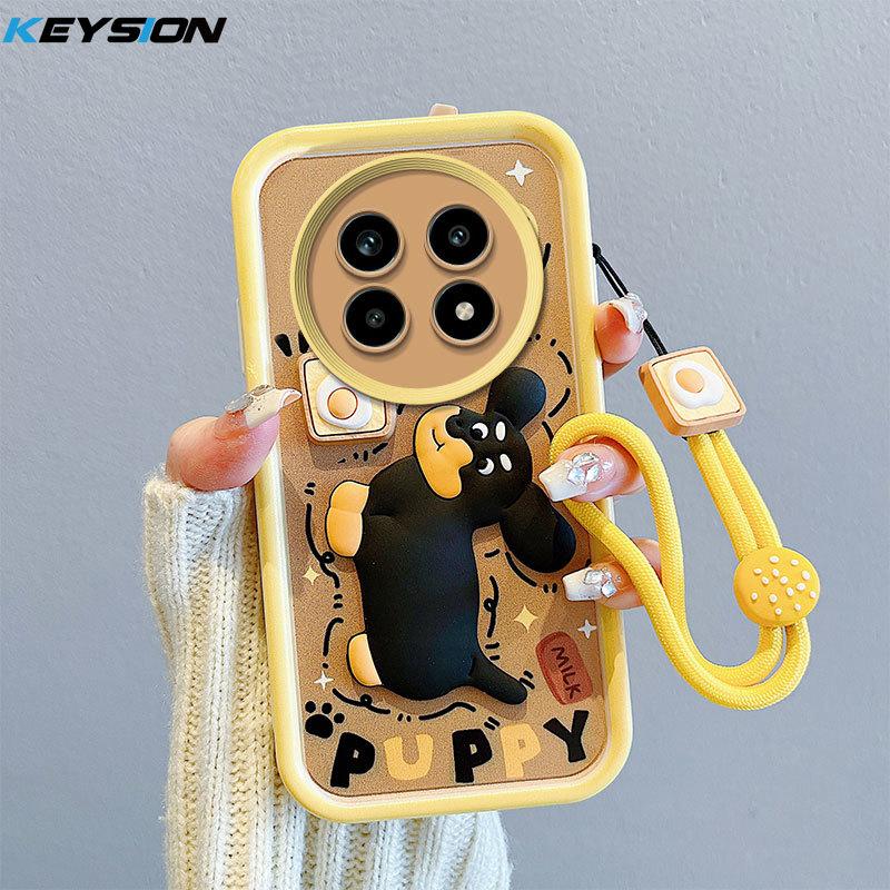 KEYSION Shockproof Case for Realme 13 Pro 5G with Lanyard Silicone Cute 3D Cartoon Doll Phone Cover for Realme 13 Pro+ 5G