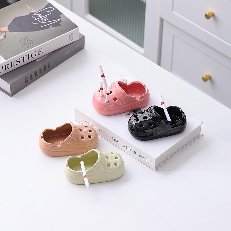 Ceramic Shoe Slipper Ashtray for Home, Office, or Hotel Decor