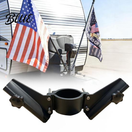 Aluminum Flag Pole Bracket Dual Mount Holder for Trailer Hitch Fits Outdoor Stand 2-2.25 Inch Receivers Heavy Duty RV Stand Camping Essential 2¼