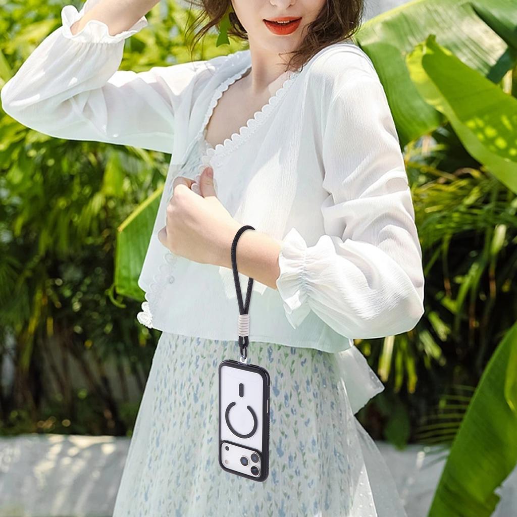 Schutzhülle aus TPU und PC für iPhone 17 Pro Max, transparent, mit Handschlaufe