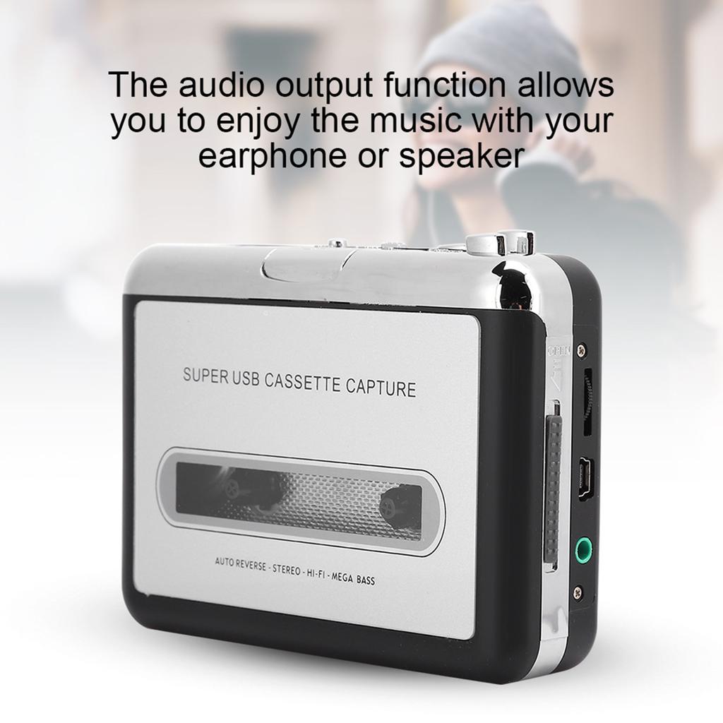 Portable Stereo Cassette Player Tape To MP3 Audio Converter Adapter with USB Cable