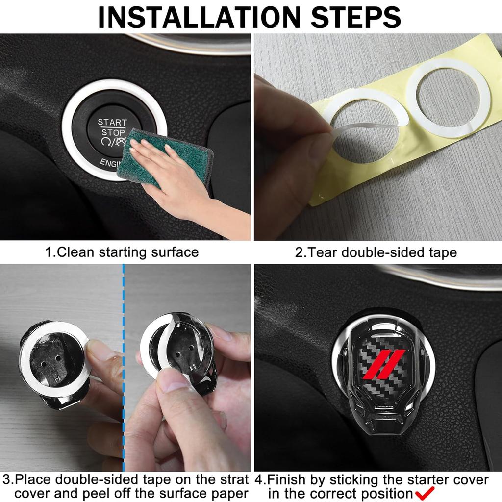 YOSRTER Push Start Button Cover Fit for Dodge Challenger Charger Durango Journey Aluminum Alloy Engine Start Stop Button Cover Protector for Dodge