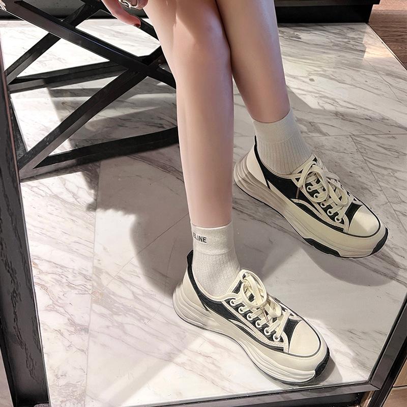 Canvas Shoes Women's Grape Mother 2025 New High-heeled Summer Dissolving Thick-soled Heightening Flat-soled Sports Little White Shoes