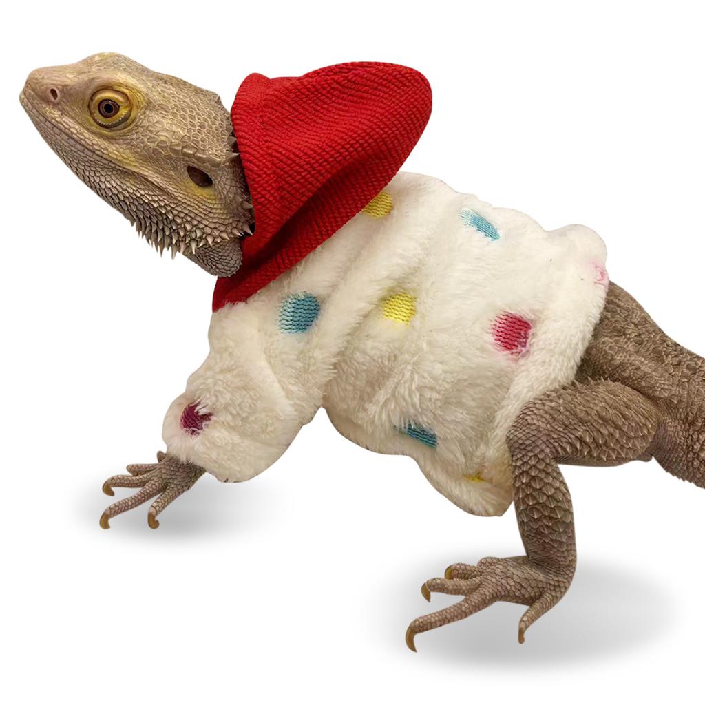 Cotton Lizard Hoodie for Bearded Dragon and Gecko - Adjustable Reptile Clothing with Comfort Fit for Halloween, Photoshoots Or