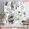 2pcs,2D Plane Printing Curtains Digital Printed Monochrome Blooms Versatile Durable Polyester (without Rod) Festive Perfect for