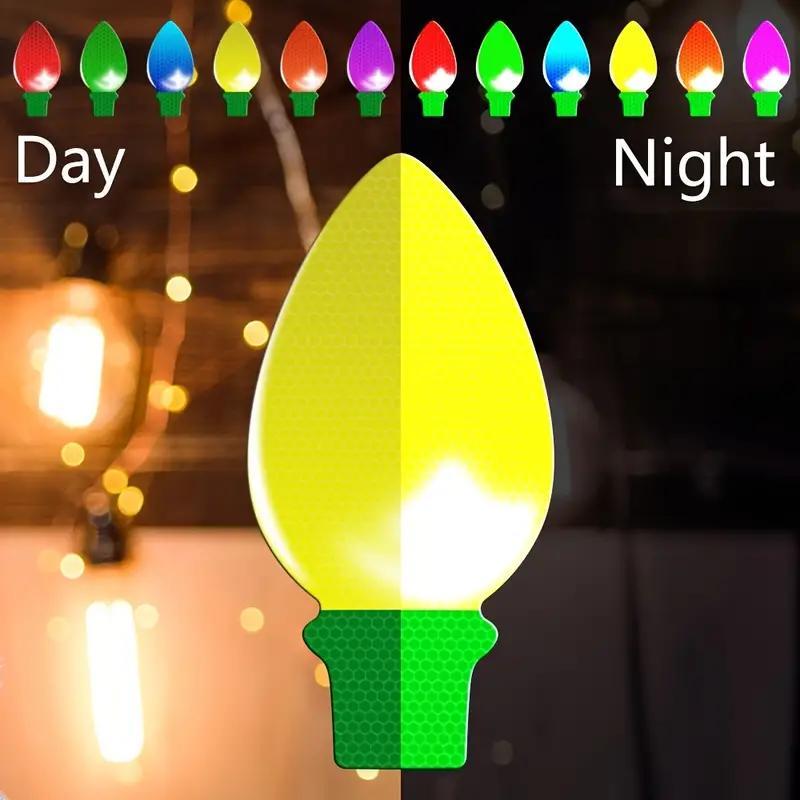 1 Set Christmas Decorations Christmas Light Bulb Shaped Reflective Magnetic Stickers Automobile Decoration Motorcycle Sticker