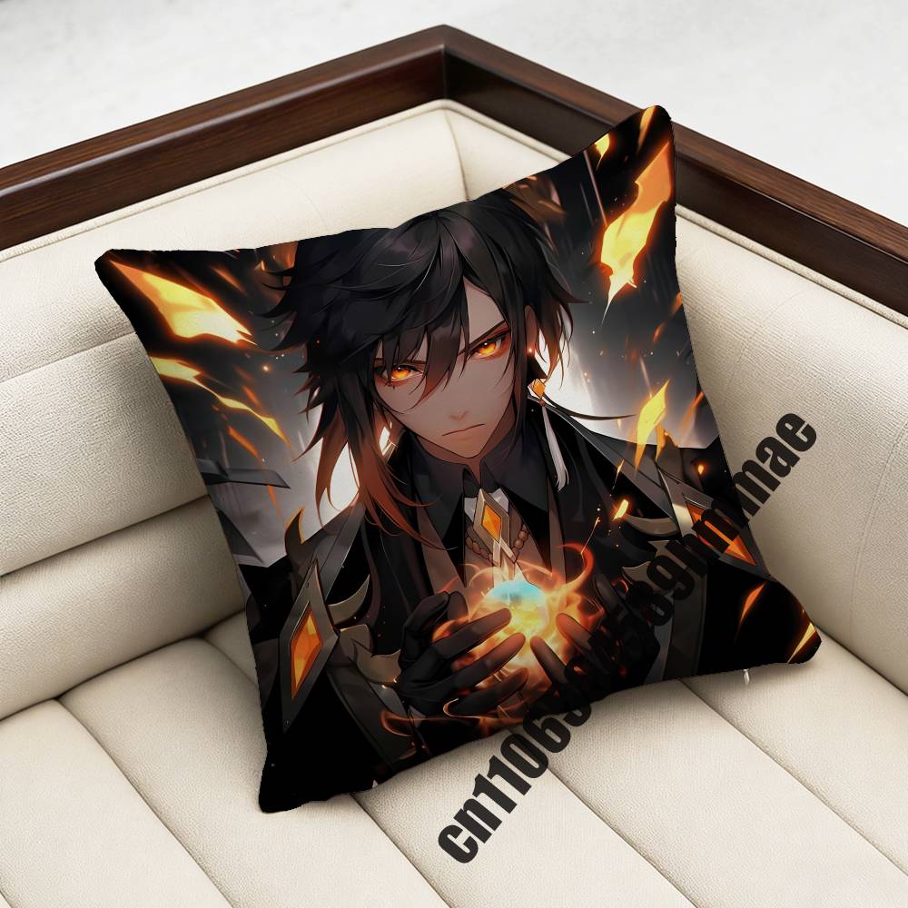 Genshin Impact Zhongli Throw Pillow Case Sham 45X45Cm 35X35Cm Square Bedroom Pillowcase Cushion Cover
