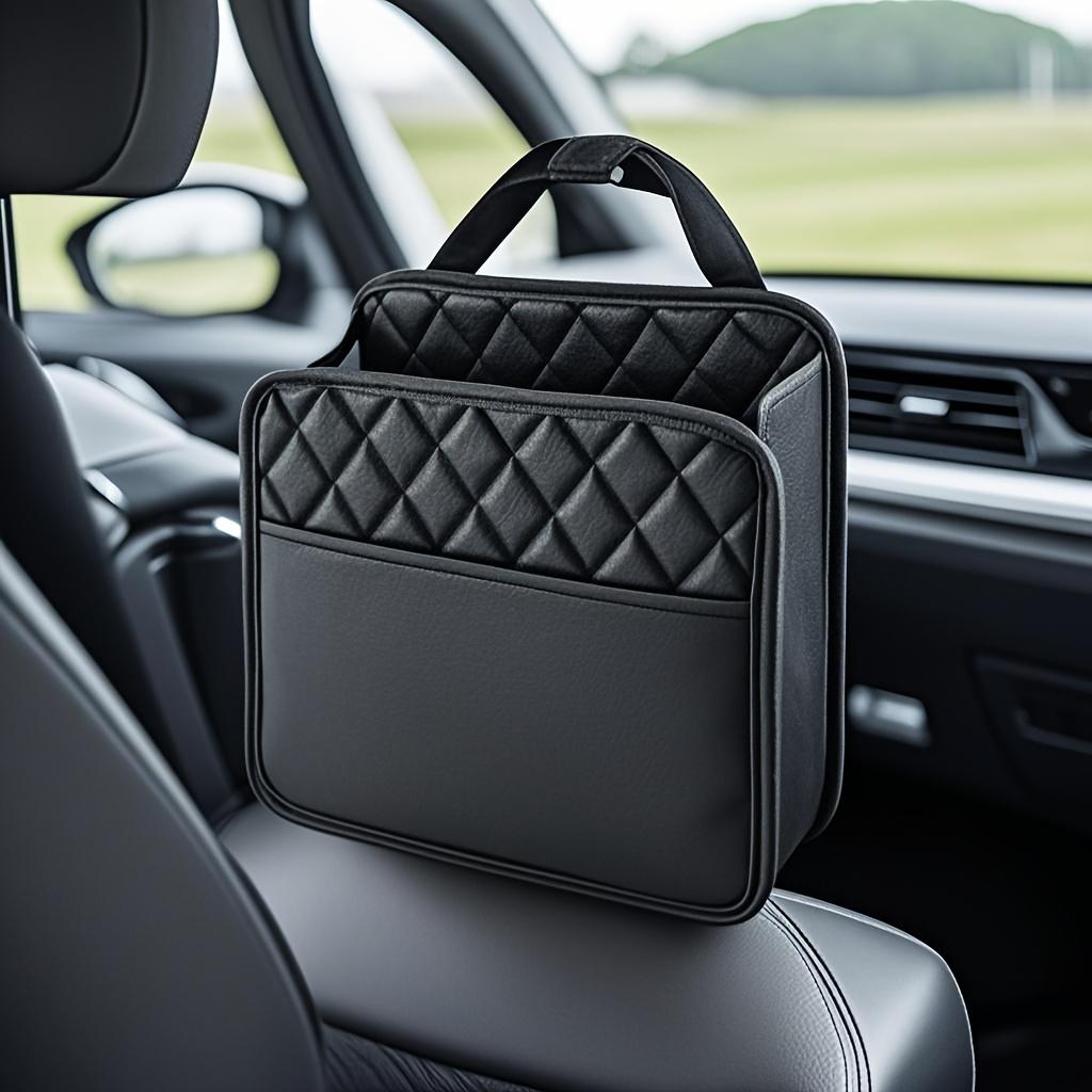Universal Car Seat Hanging Storage Bag - Multi-Pocket Organizer with  PU Leather, Spacious Design for SUVs, MPVs & Sedans - Black