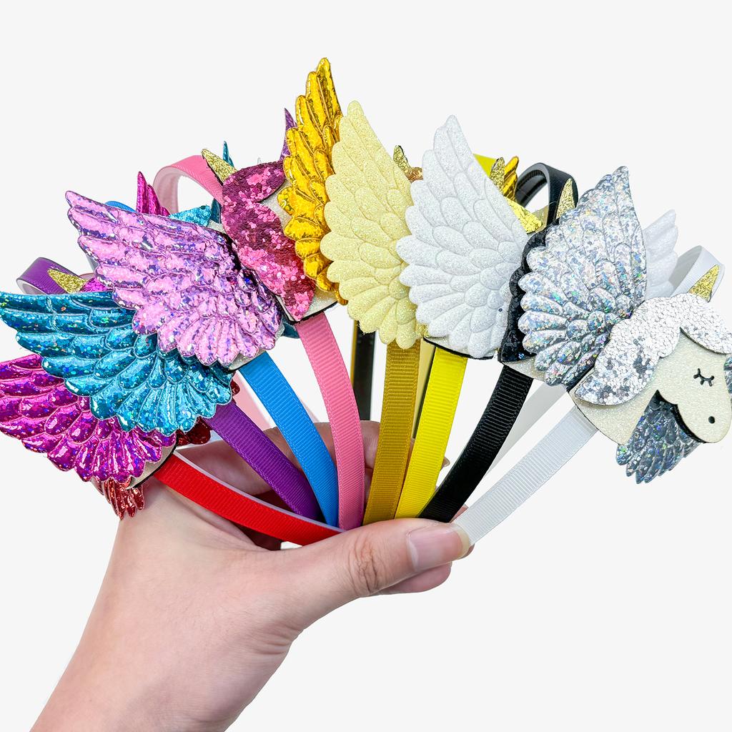 Fashion Unicorn Headbands for Girls Cute Wing Sequin Unicorn Hairbands Kids Hairhoops Children Kids Girls Party Hair Accessories