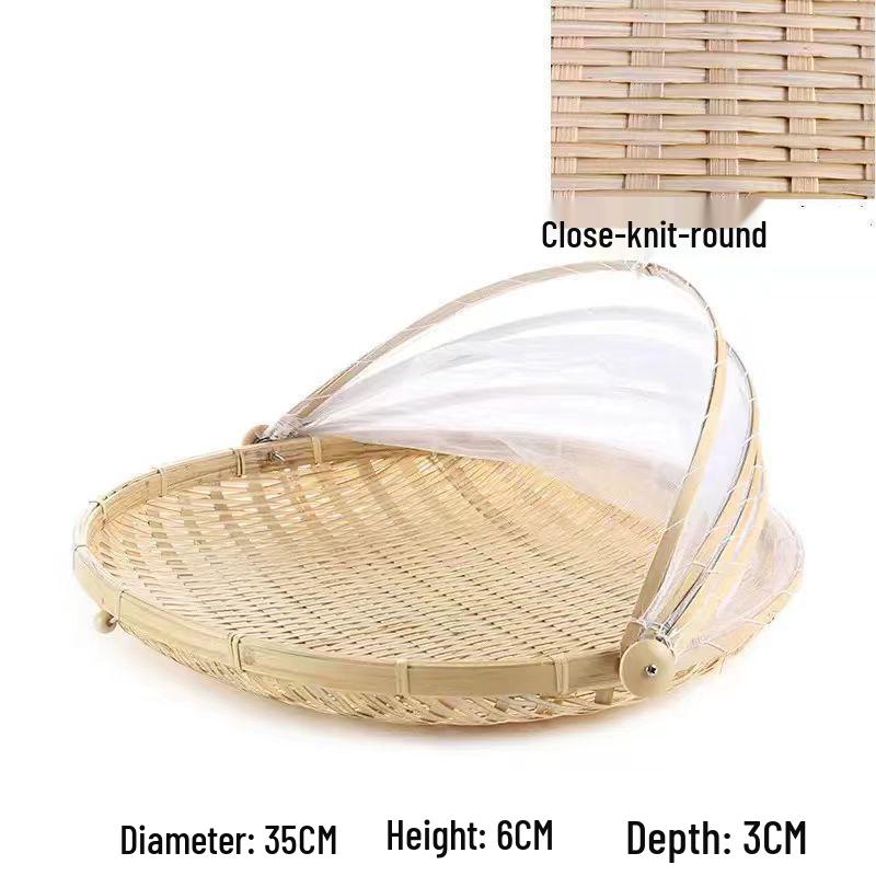 

Набор плетеных корзин из натурального бамбука: Сетчатая сушильная корзина, Корзина для веяния, Крышка для еды, Защищенная от насекомых корзина для фруктов и Корзина для хранения сушеной рыбы.