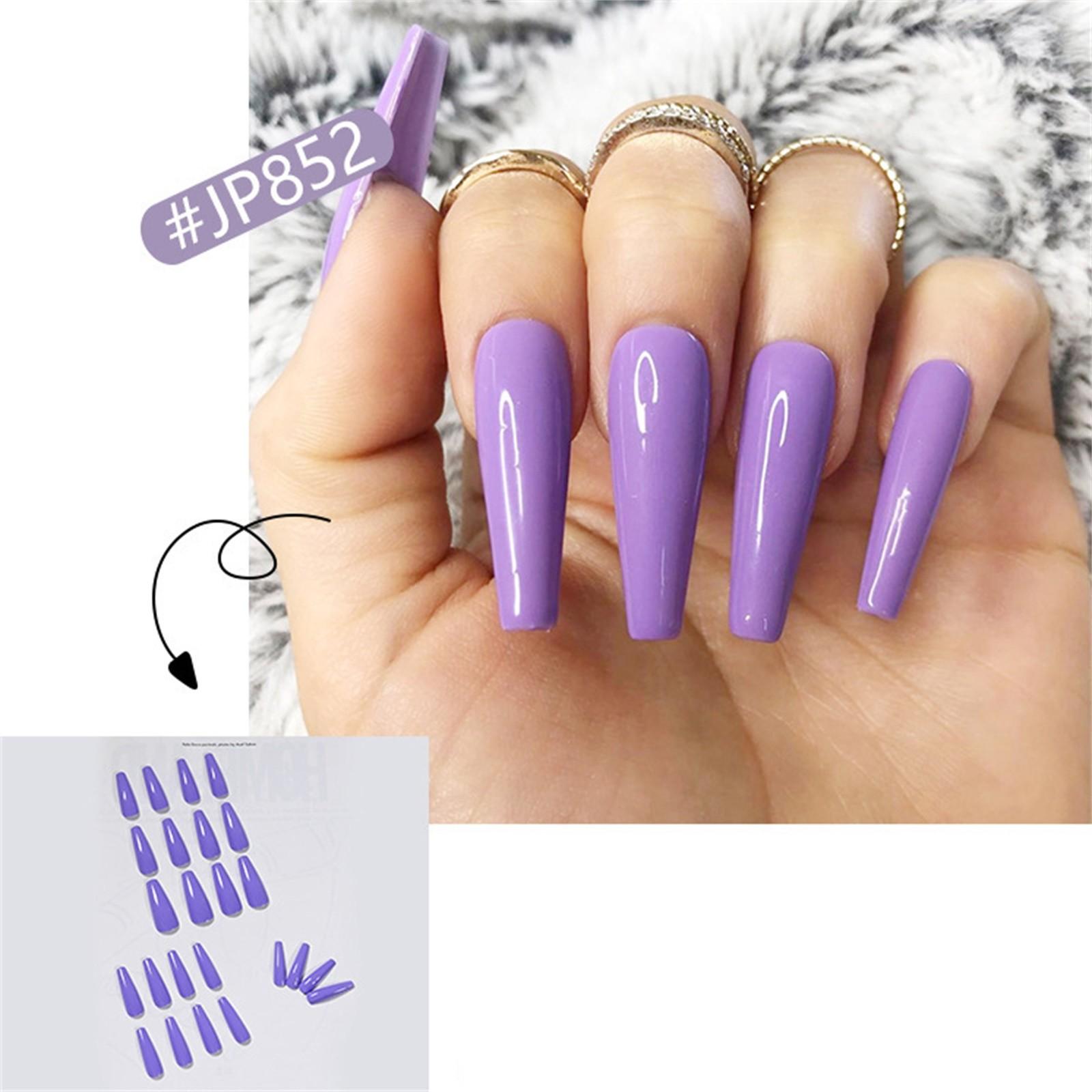 

Цветные глянцевые ногти Готовые накладные ногти 24 шт. Готовые ногти One Size фиолетовый