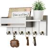 Rustic Wood Key Holder with Shelf Wall Mounted Decorative Key Rack And Mail Organizer 6 Key Hooks for Living Room Entrance