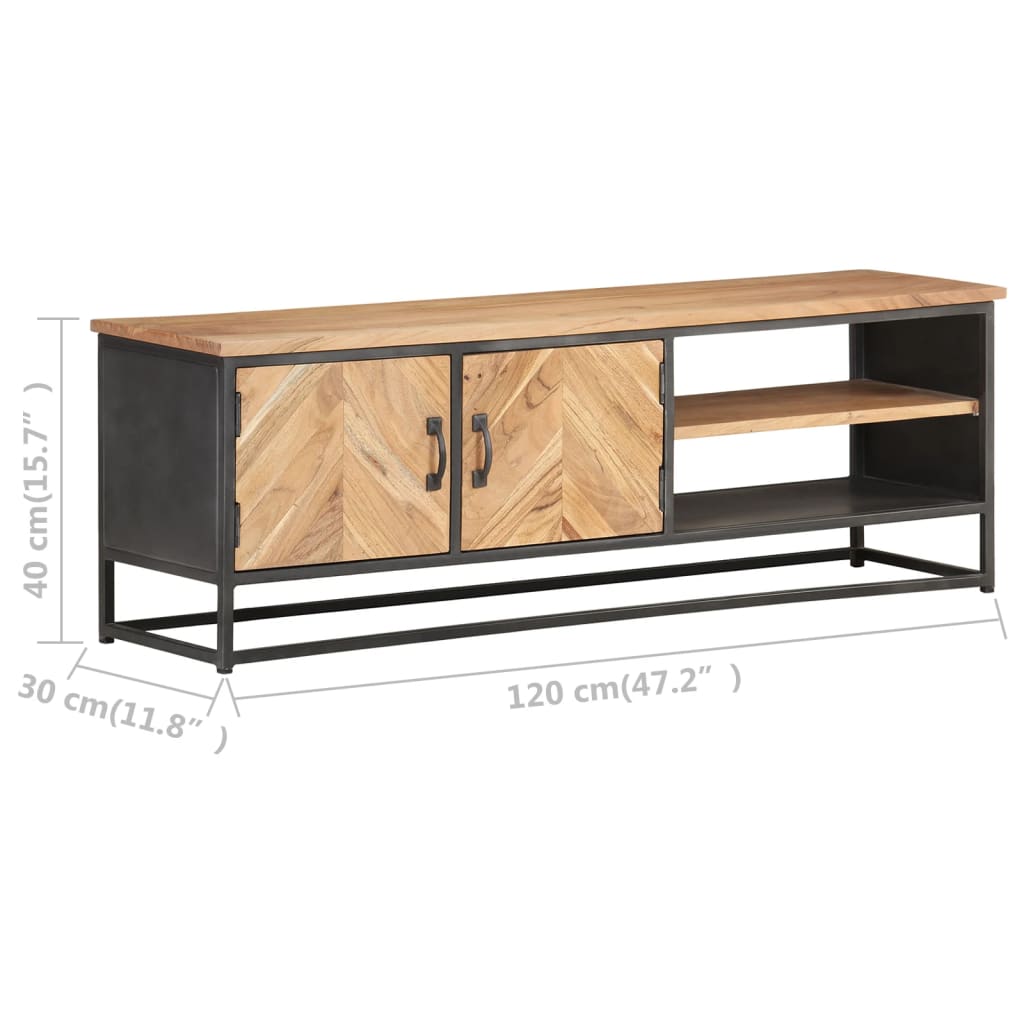 TV Stand 120 X 30 X 40 Cm Solid Acacia Wood