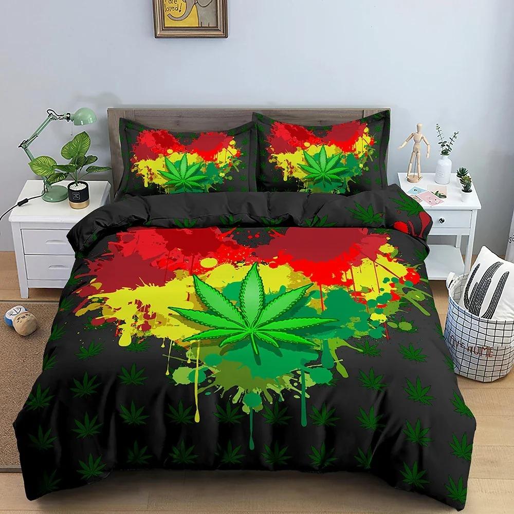 Maple Leaf Bedding Set Colorful Leaves Duvet Cover 3D Bedroom Comforter Covers With Pillowcase Single King Home Textile