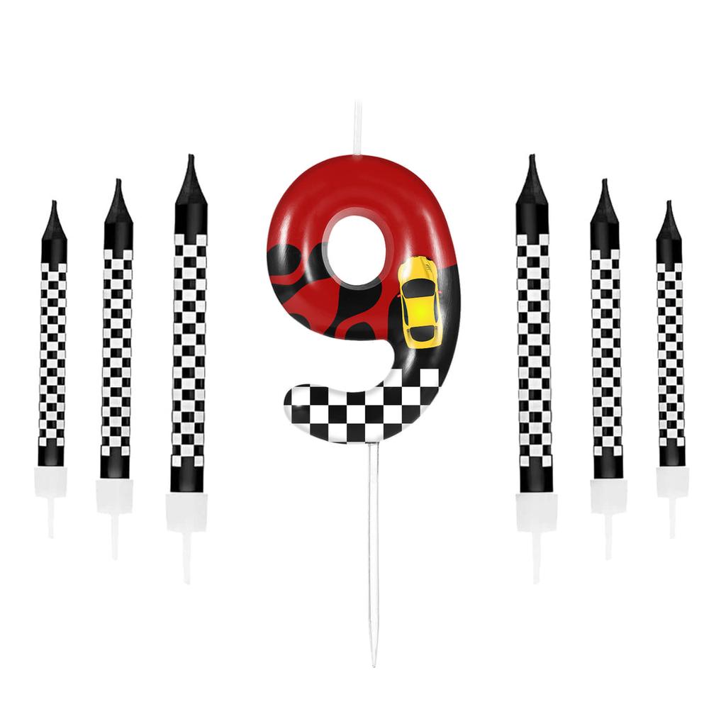 7pcs Red Blue Spider 8th Birthday Number Candles, Number 0-9 Candle Cake Topper Decorations for Spider Cartoon Themed Parties